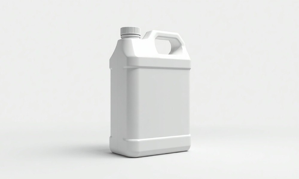 1-liter industrial plastic bottle with branded label