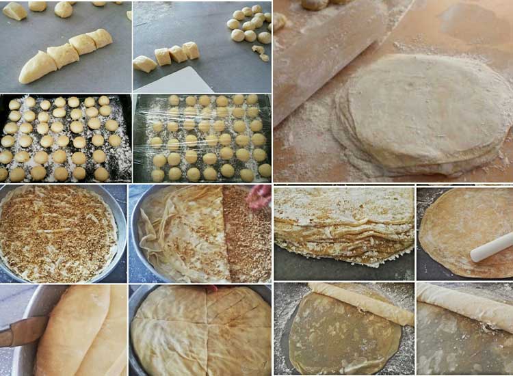 چطور توی خونه خمیر باقلوا درست کنم؟خمیر باقلوا با آرد گندم و نشاسته ذرت