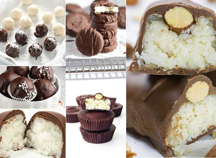 دسر سه سوته خانگی-طرز تهیه شکلات نارگیلی با روکش کاکائو و شیرعسل