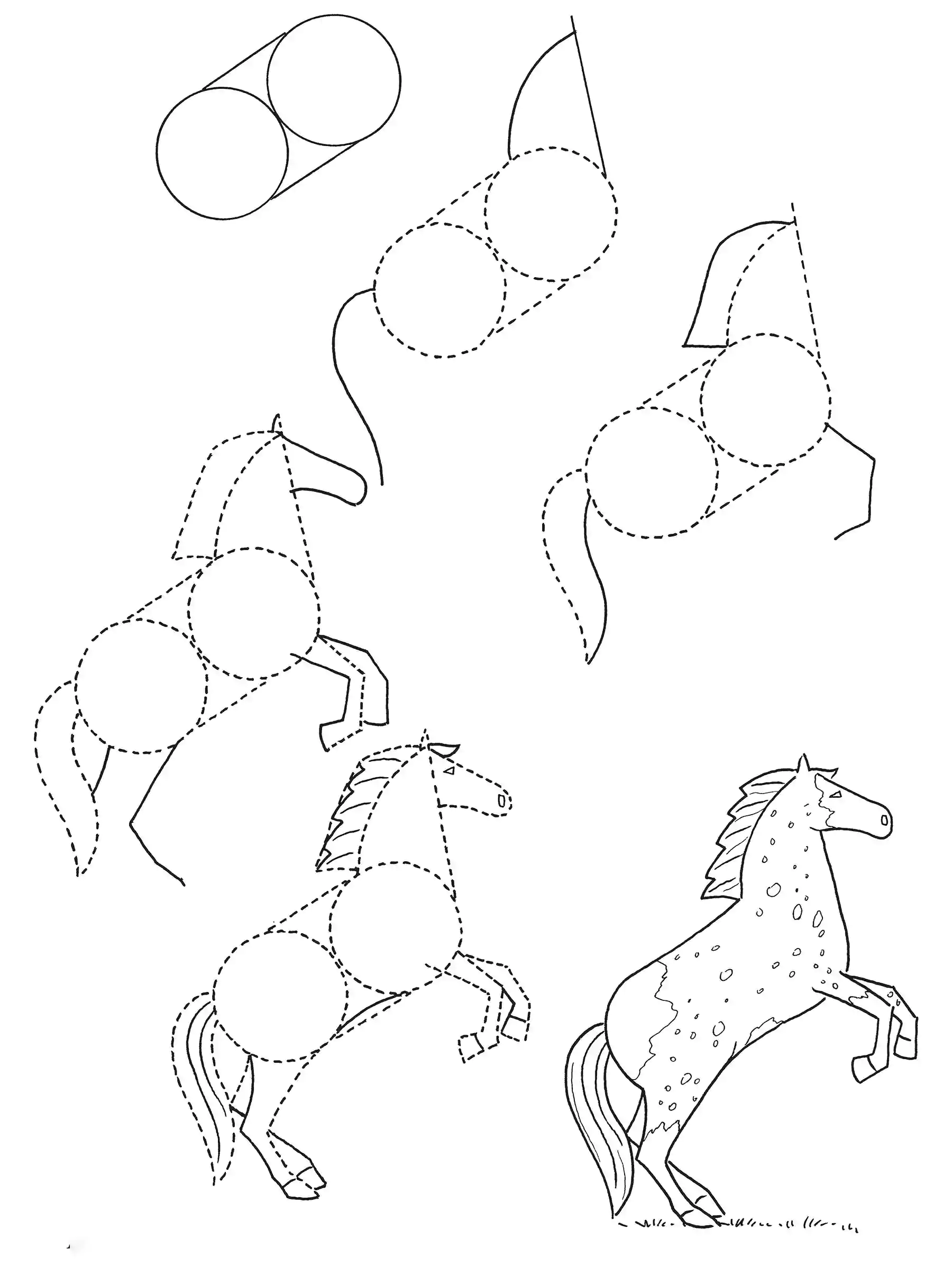 آموزش نقاشی به کودکان 9 ساله-نقاشی کودکانه-نقاشی اسب-اموزش تصویری نقاشی اسب به کودکان ۴ساله-نقاشی اسب