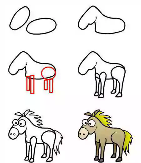 آموزش نقاشی ساده اسب-اموزش نقاشی اسب به کودکان 10 ساله-اموزش نقاشی اسب به کودکان ۴ساله و 6 ساله