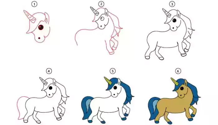 نقاشی اسب در طبیعت برای کودک 6 ساله-آموزش نقاشی برای کودکان 4ساله-رنگ آمیزی اسب تک شاخ-آموزش نقاشی یونیکورن