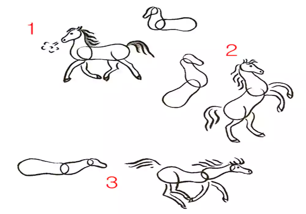  آموزش نقاشی اسب بالدار به کودکان 5 ساله-آموزش نقاشی اسب زیبا به کودکان 9 و 10 ساله-نقاشی اسب در حال پرش