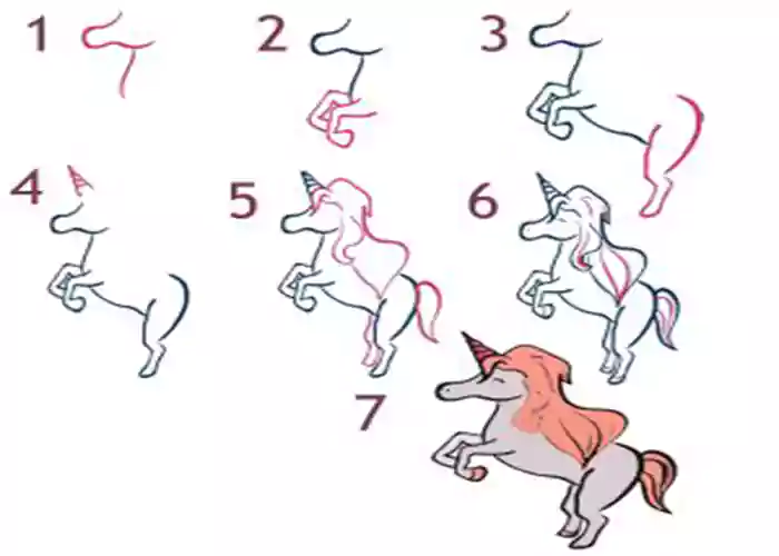 آموزش نقاشی های زیبا از اسب برای کودکان-آموزش نقاشی یونیکورن برای کودکان-آموزش نقاشی اسب شاخدار به کودکان