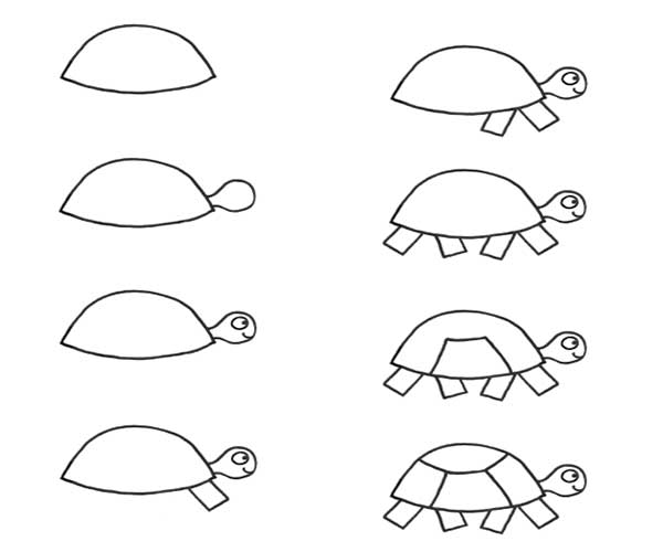 آموزش نقاشی برای کودکان ۸ساله-نقاشی لاک پشت-نقاشی لاک پشت آسان-نقاشی لاک پشت با مداد برای اول دبستان