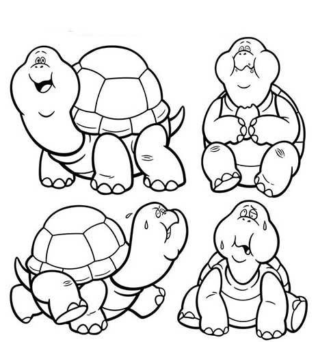 نقاشی لاک پشت بامزه و کارتونی-ایده رنگ آمیزی های زیبای لاک پشت برای کودکان