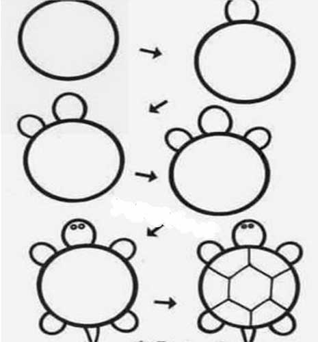 آموزش نقاشی ساده لاک پشت برای کودکان 6 ساله-آموزش نقاشي لاک پشت بامزه فانتزی برای کلاس اولی ه