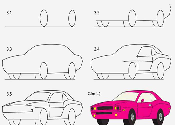 طراحی ماشین با مداد سیاه-طراحی ماشین ساده-طراحی با مداد سیاه-آموزش نقاشی ماشین با مداد