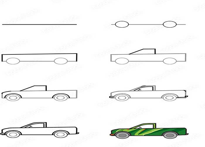 عکس آموزش نقاشی وانت-نقاشی ماشین قدیمی وانت برای بچه ها-عکس ماشین وانت برای نقاشی کودکانه