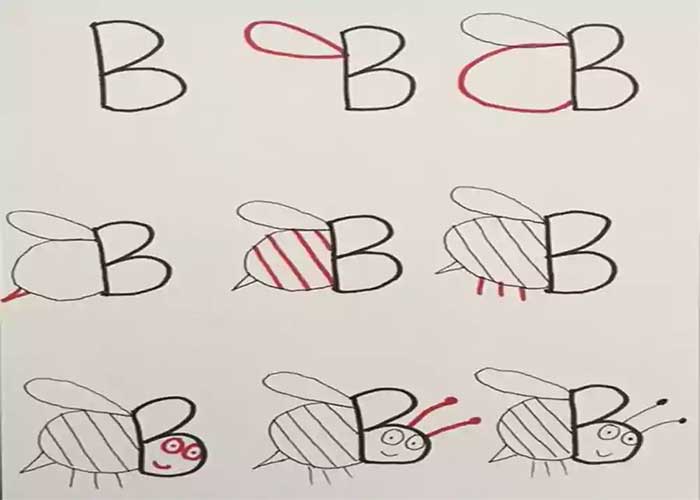 آموزش نقاشی زنبور-چطور با مداد زنبور بکشم-آموزش نقاشی زنبور با مداد برای کودکان 6 ساله