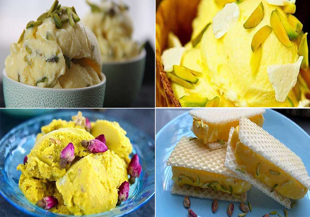 "بستنی سنتی زعفرانی" برای 4 تا 6 نفر-با ثعلب-بدون خامه-با شیر-نکات بستنی سنتی