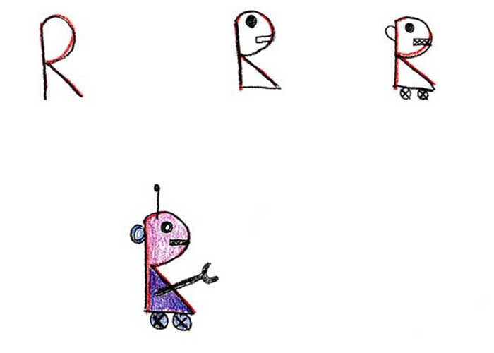 نقاشی حروف انگلیسی سه بعدی-آموزش مرحله به مرحله نقاشی حروف انگلیسی کودکانه