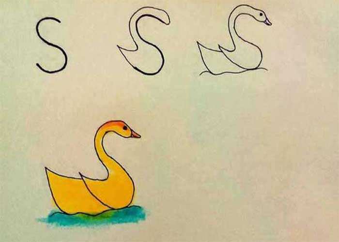 آموزش نقاشی به کودکان-طراحی ساده نقاشی با حروف انگلیسی-نقاشی با مزه-آموزش نقاشی کلاس چهارم