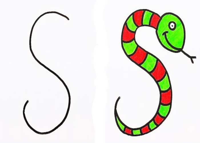 نقاشی با حروف انگلیسی کوچک و بزرگ-آموزش تصویری و مرحله به مرحله نقاشی با حرف انگلیسی s فانتزی