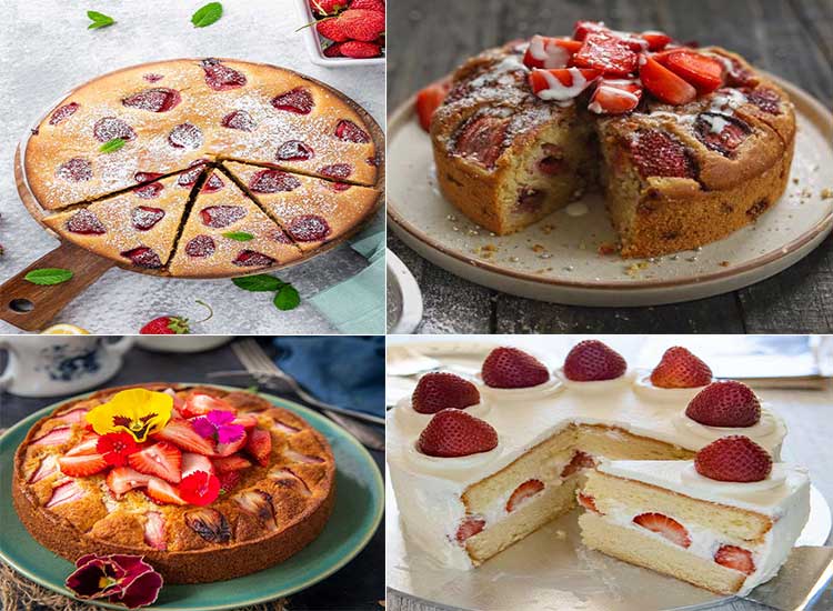 طرز تهیه "کیک توت فرنگی بدون شیر با ماست" برای 6 تا 8 نفر-بدون خامه-نکات مهم