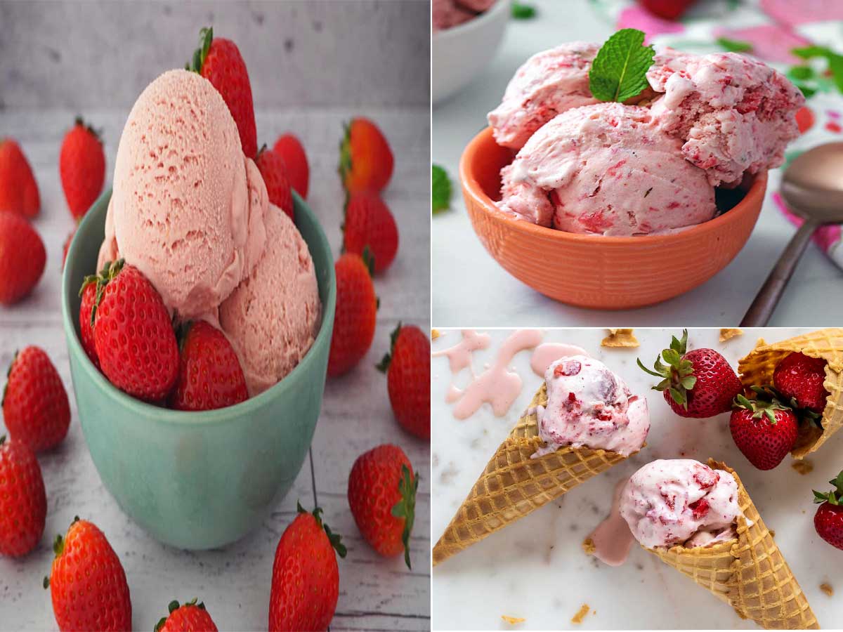 بستنی توت فرنگی با مخلوط کن برای 4 نفر-طرز تهیه بستنی میوه ای اسکوپی