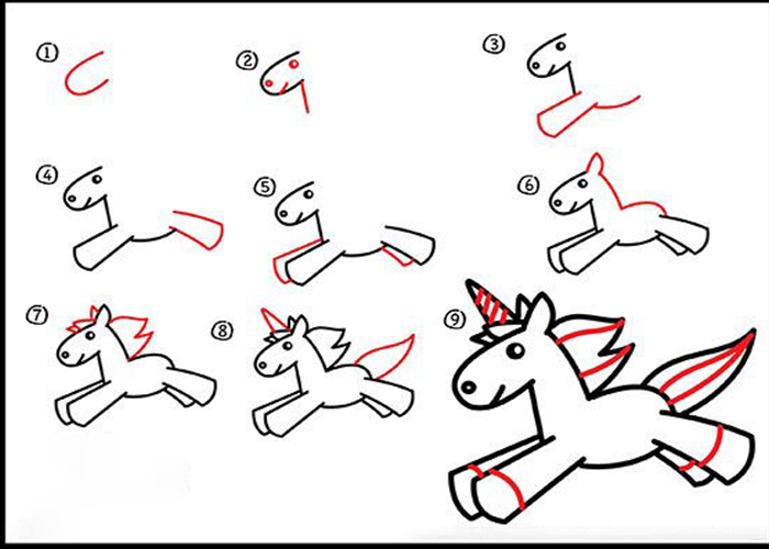 چطور با مداد اسب شاخدار بکشم-آموزش نقاشی اسب بالدار با مداد برای کودکان 6 ساله-نقاشی راحت اسب