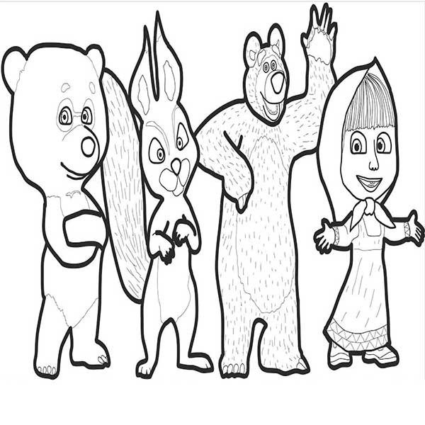 نقاشی خرس ماشا و میشا بدون رنگ-نقاشی ماشا و میشا-نقاشی میشا و کوشا