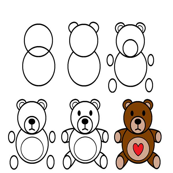 نقاشی راحت خرس قلبی-نقاشی خرس خوشگل-آموزش نقاشی-آموزش نقاشی به کودکان