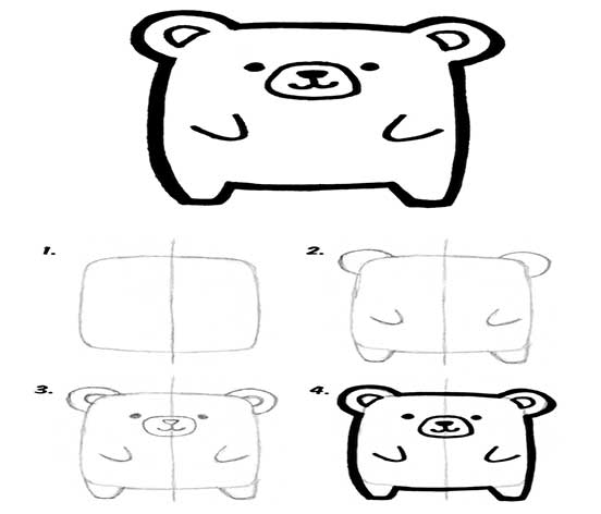 نقاشی خرس برای دفتر مشق-آموزش نقاشی کودکانه خرس-نقاشی کودکانه و کارتونی خرس