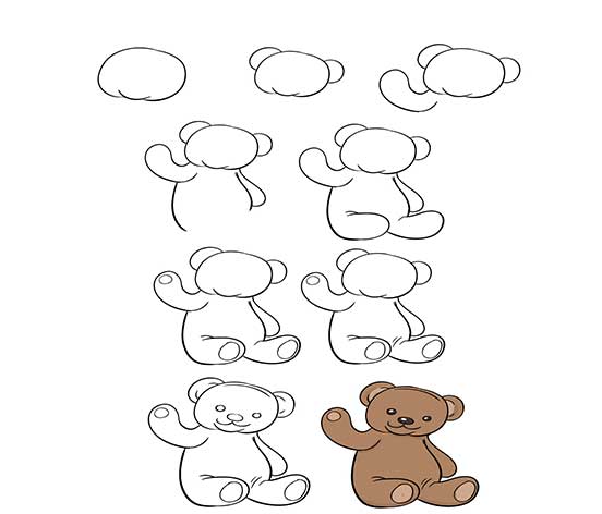 آموزش نقاشی خرس عروسکی-تصاویر برای آموزش نقاشی خرس عروسکی-آموزش نقاشی برای کودکان-عروسک خرس های مهربون