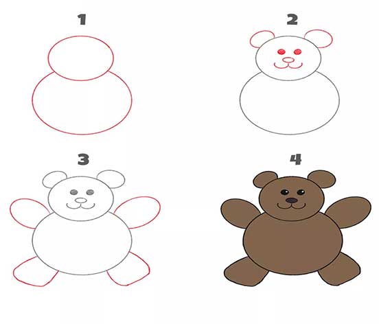 نقاشی خرس به صورت گام به گام وتصویری-آموزش نقاشی خرس-