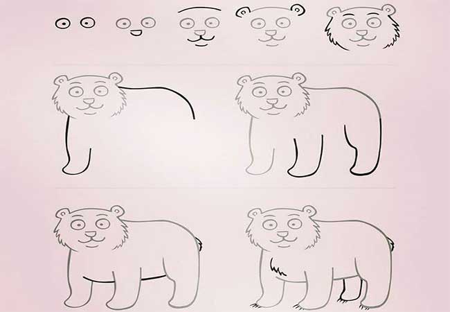 آموزش نقاشی مرحله به مرحله خرس برای کودکان 12 ساله