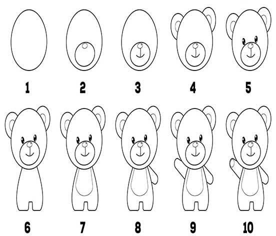 آموزش نقاشی خرس قطبی به کودکان-آموزش نقاشی خرس بامزه كله فندقي