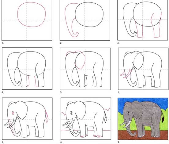  نقاشی فیل به کودکان 10 ساله-اموزش نقاشی فیل به کودکان ۴ساله و 6 ساله-اموزش نقاشی فیل به کودکان 6 ساله