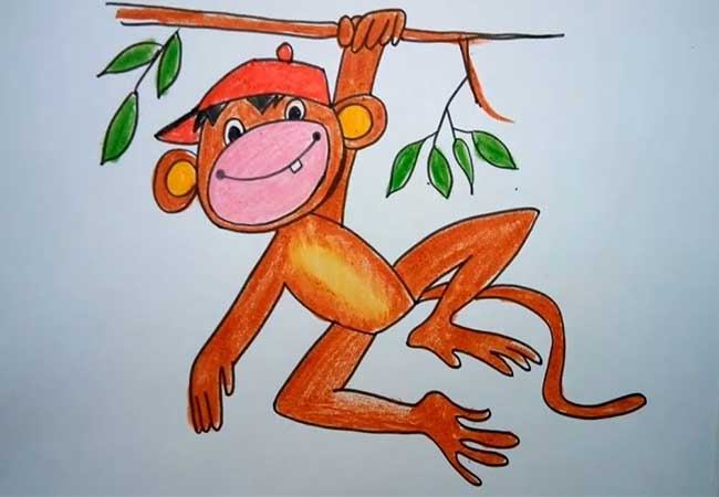 نقاشی میمون فانتزی-نقاشی میمون سخت-نقاشی میمون برای کلاس اول-نقاشی میمون روی درخت-نقاشی میمون روی درخت نارگیل