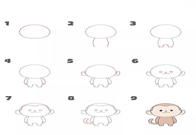 چطور با مداد میمون کوچیک بکشم-آموزش نقاشی میمون با مداد برای کودکان و نوجوانان-آموزش نقاشی میمون برای تمامی سنین