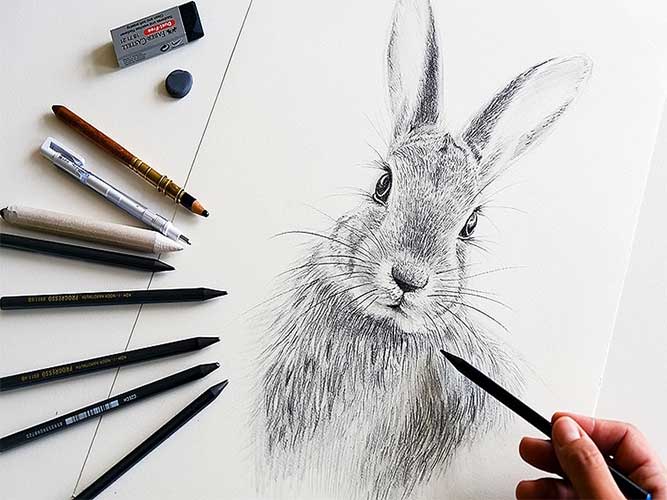 آموزش نقاشی با مداد سیاه-طراحی حیوانات ساده-نقاشی سیاه قلم