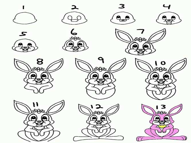 آموزش نقاشی خرگوش برای کودکان ۸ساله-اموزش نقاشی خرگوش به کودکان ۱۳ ساله-آموزش نقاشی کودکانه خرگوش