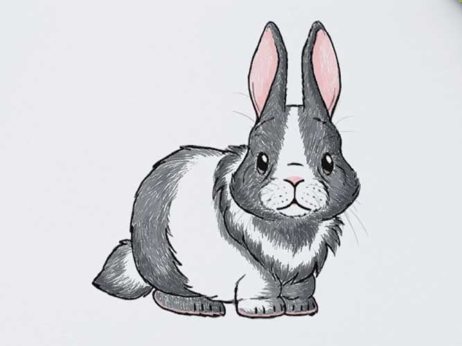 نقاشی خرگوش با سیاه قلم-آموزش نقاشی با مداد سیاه-طراحی حیوانات وحشی با مداد سیاه-نقاشی حیوانات زیبا