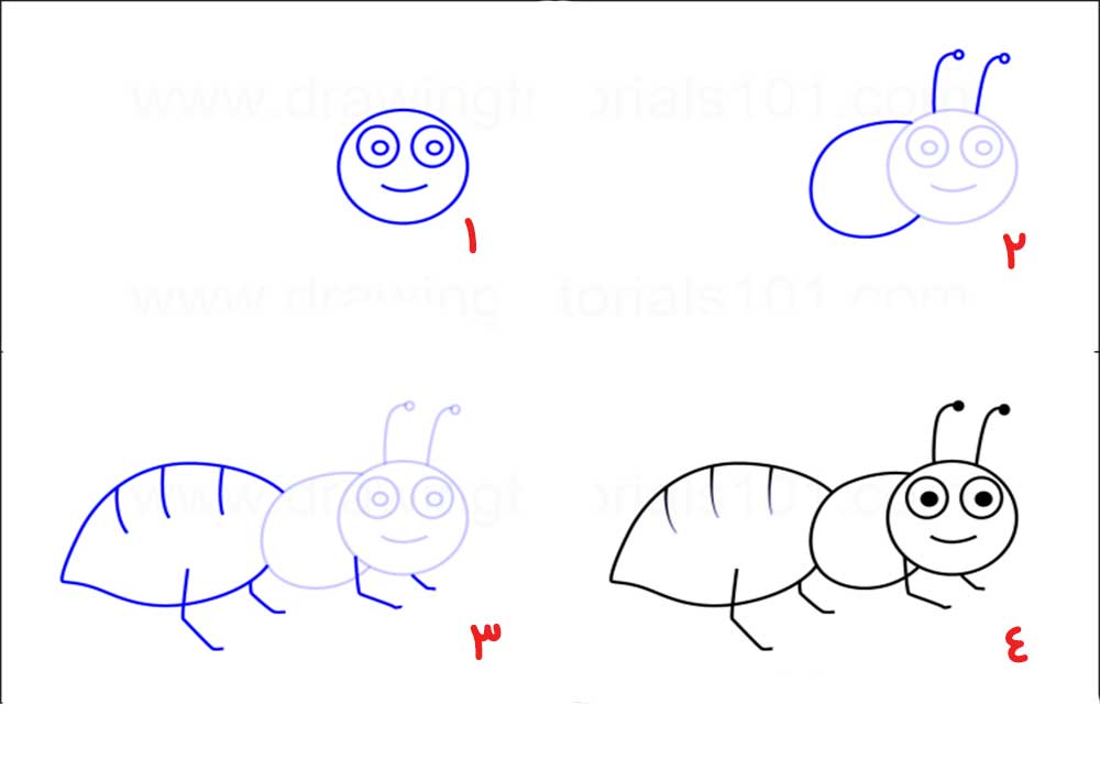 نقاشی مورچه برای کودکان ۸ساله-نقاشی کودکانه ساده-آموزش نقاشی مورچه به کودکان 7 ساله-آموزش نقاشی ساده مورچه