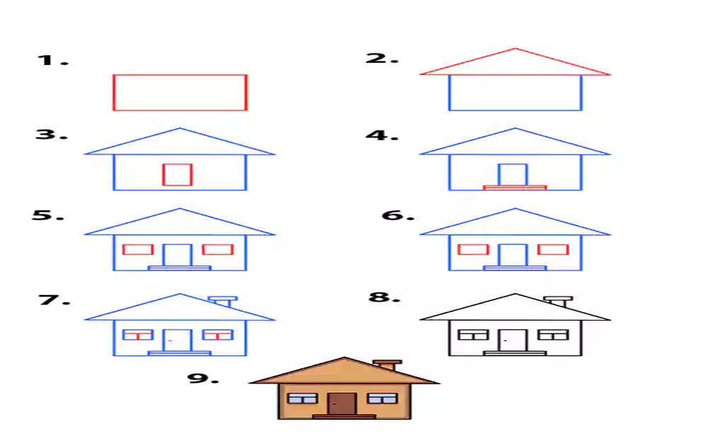 آموزش نقاشی خانه کودکانه با طرح های جدید و زیبا-نقاشی خانه ویلایی آسان-چطور یه خونه نقاشی کنم که راحت باشه