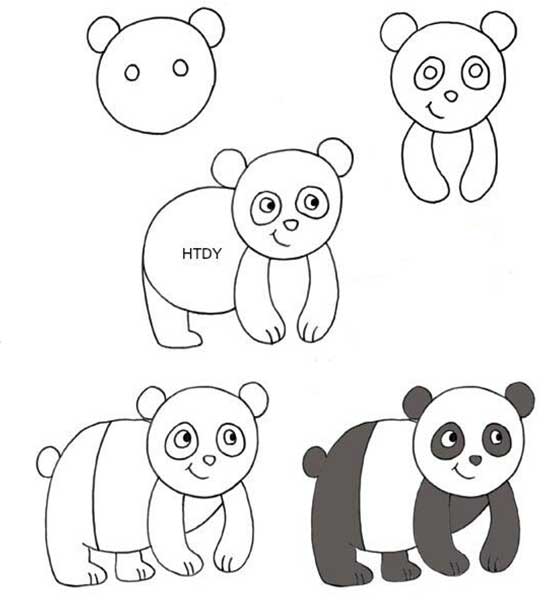 آموزش نقاشی پاندا سخت-اموزش نقاشی پاندا تک شاخ-نقاشی پاندا ناز