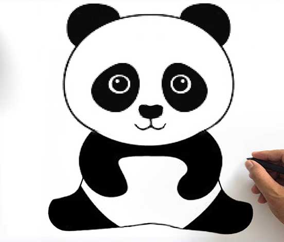 آموزش نقاشی پاندا به کودکان 7 ساله-آموزش نقاشی ساده پاندا-چگونه گام به گام یک پاندا بکشیم