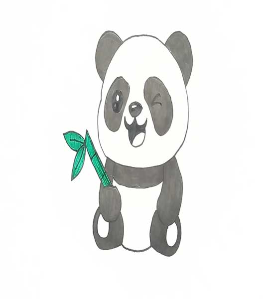 آموزش نقاشی پاندا کارتونی-عکس نقاشی پاندای بامزه و شیطون