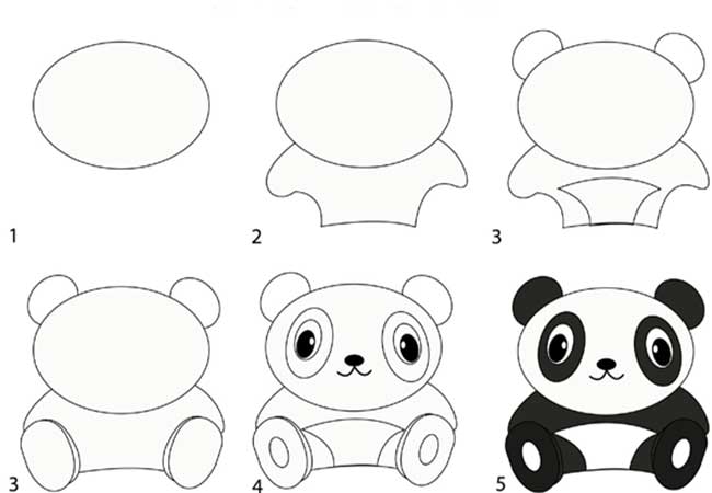 آموزش راحت و ساده نقاشی پاندا-آموزش نقاشی به کودکان و نوجوانان