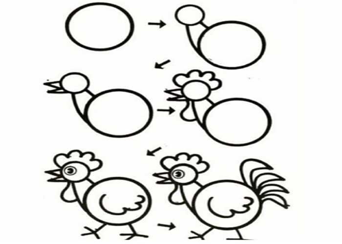 اموزش نقاشی خروس به کودکان 10 ساله-اموزش نقاشی خروس به کودکان ۴ساله و 6 ساله