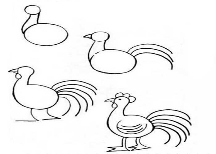 آموزش راحت و ساده نقاشی خروس-آموزش نقاشی سر خروس برای کودکان ۸سال