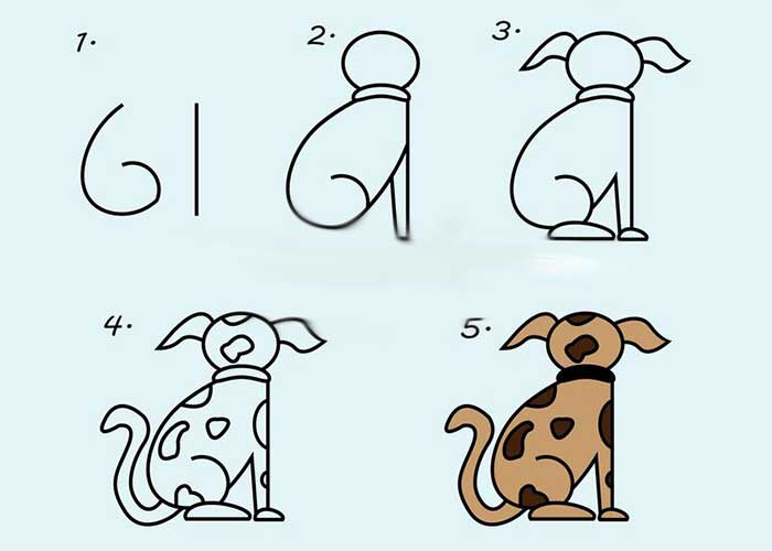  نقاشی سگ به کودکان ۴ساله-آموزش راحت و ساده نقاشی سگ خالخالی