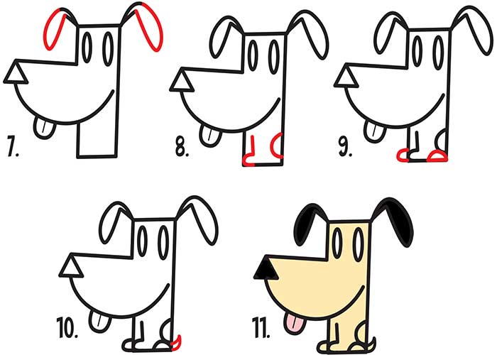 نقاشی انواع سگ کودکانه-نقاشی کودکانه سگ-زیباترین طرح های سگ برای رنگآمیزی