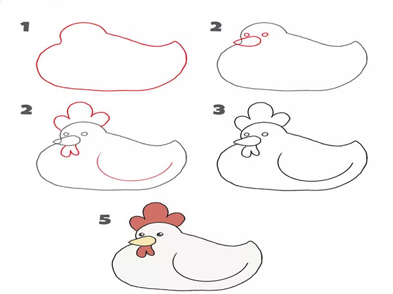 نقاشی ساده و زیبا-نقاشی کودکانه ساده دخترانه مرغ