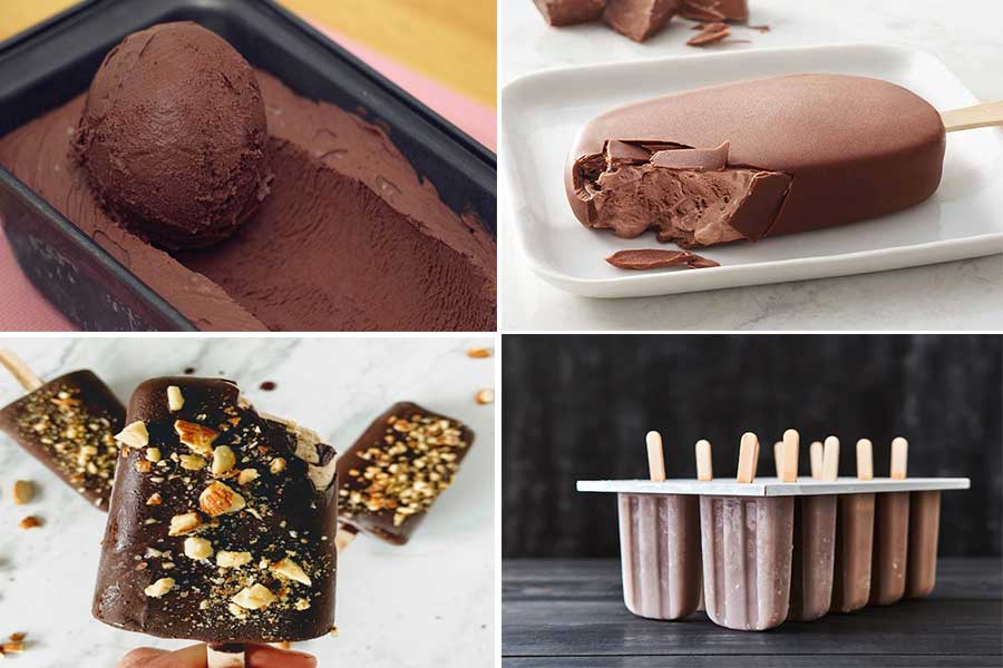 طرز تهیه بستنی شکلاتی با شیر و خامه-بدون ثعلب-ستنی وانیلی و کاکائویی