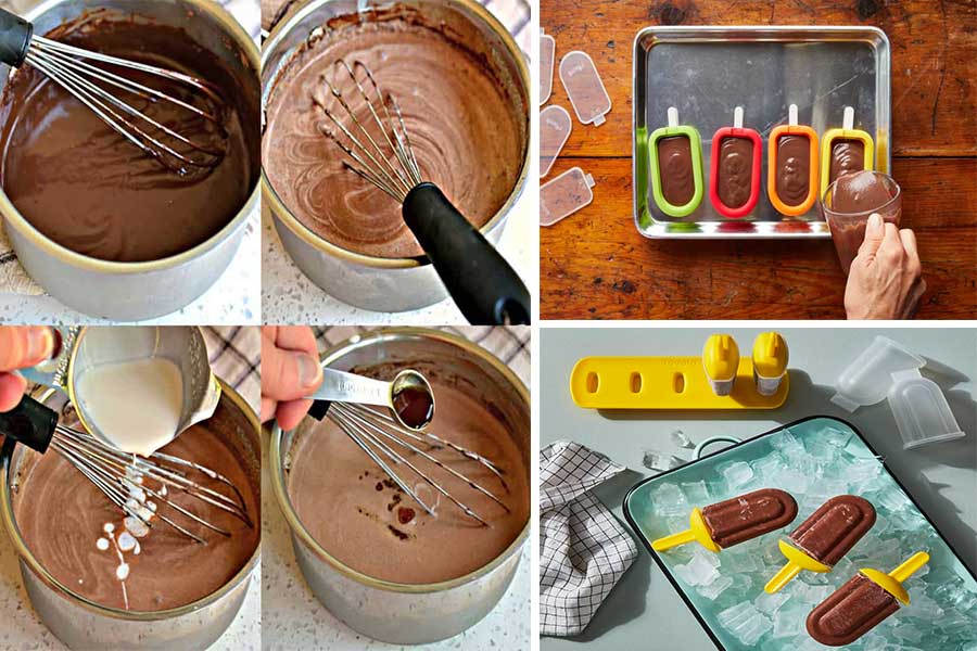 طرز تهیه بستنی کاکائویی بدون ثعلب و با خامه-بستنی کاکائویی چوبی طرز تهیه بستنی شکلاتی بدون شیر عسل