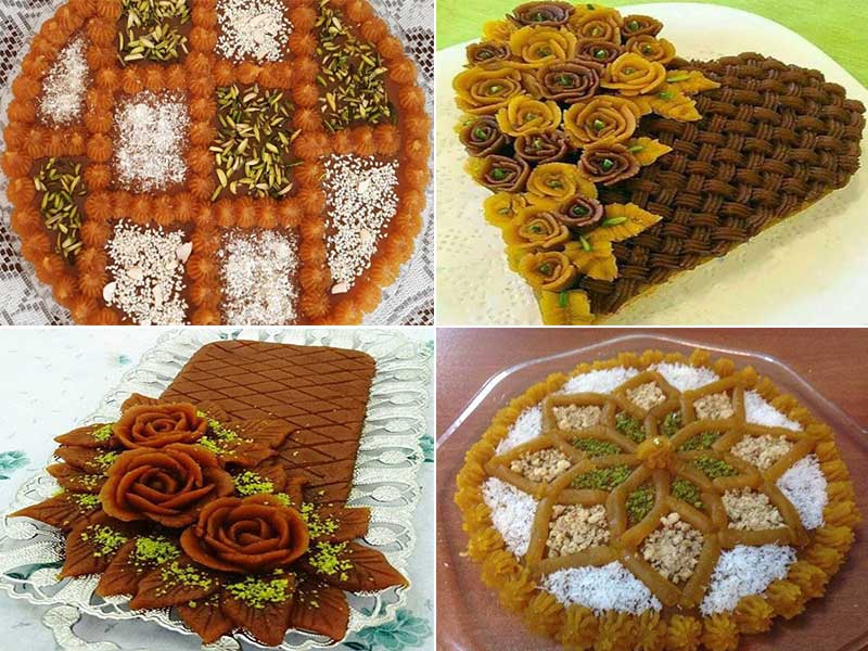 یک کیلو ارد برای چند نفر حلوا میده؟-نکته مهم در مورد نوع آرد حلوا-آموزش تزیین حلوا ویفری و رولتی با نان میکادو
