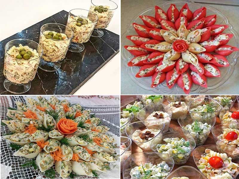 تزیین سالاد ماکارونی مجلسی-تزیین سالاد ماکارونی برای تولد-تزیین سالاد ماکارونی با مرغ