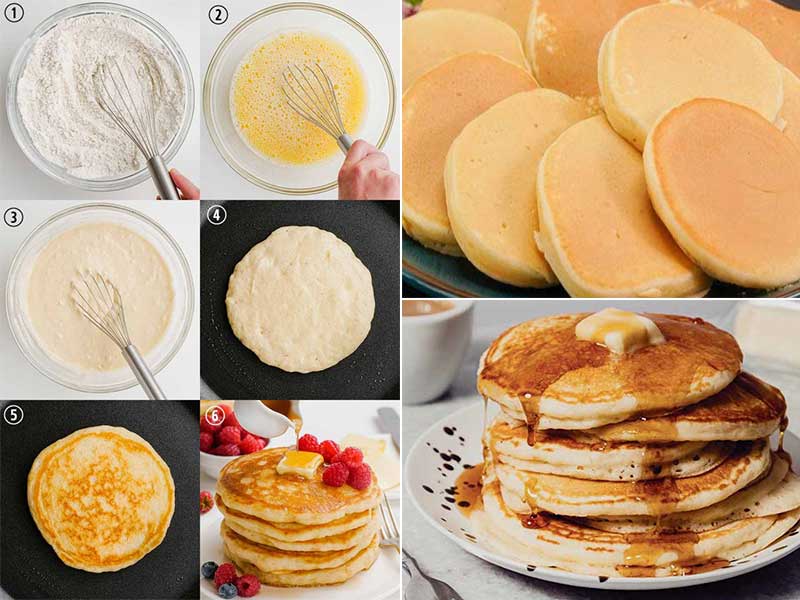 نکات ریز و فوت و فن مهم تهیه پنکیک ساده برای 4 نفر با آرد گندم-فوری-تابه ای-پفکی